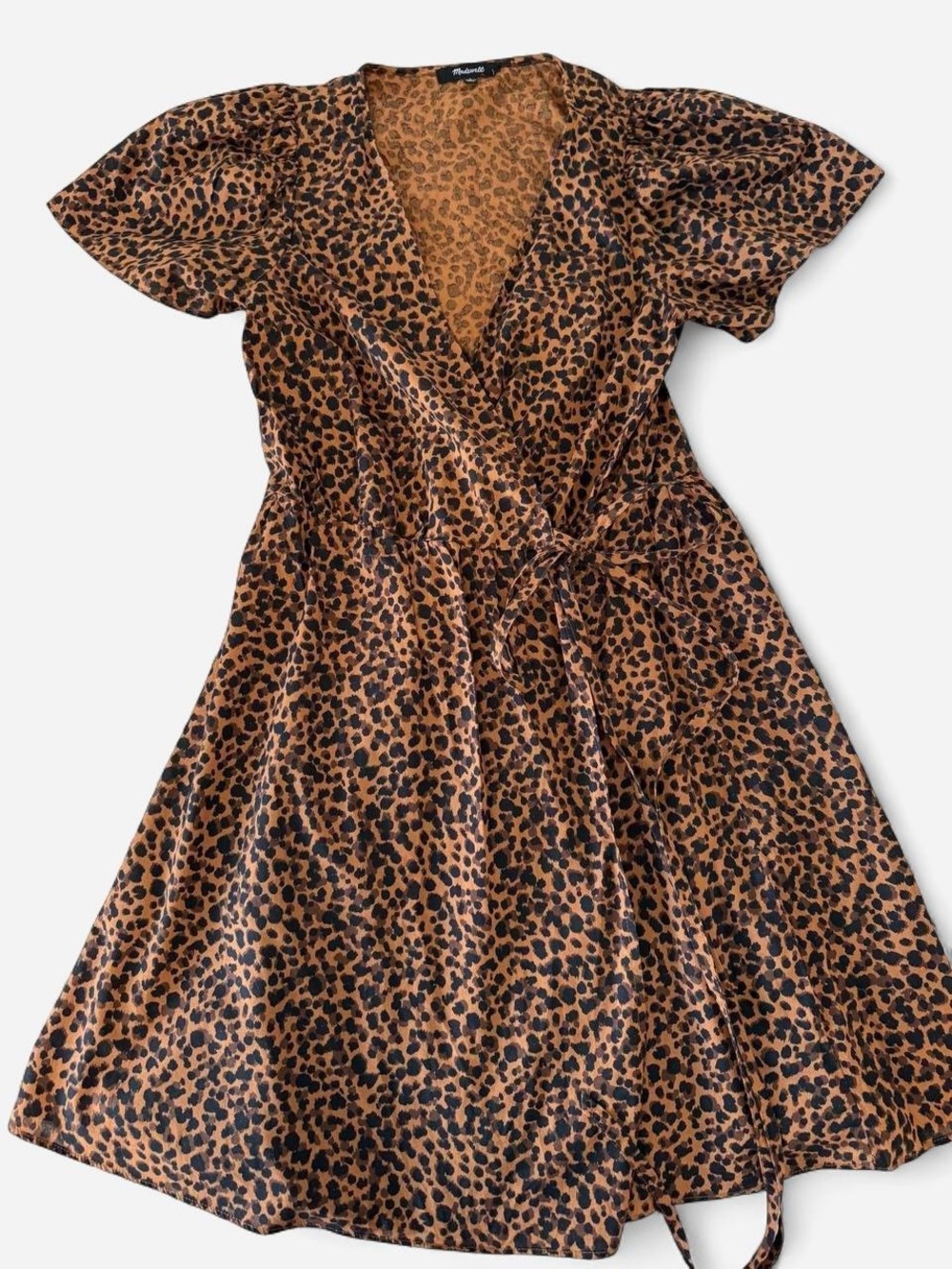 Madewell Brown and Black Leopard-Print Wrap Mini Dress